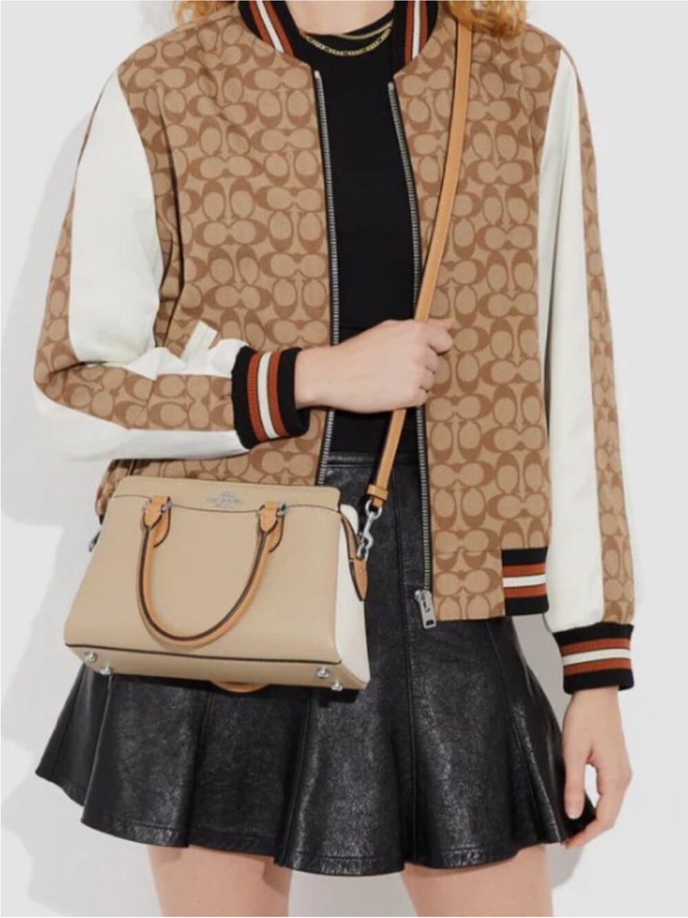Coach Pebbled Leather Satchel in Taupe and Tan - Picture 8 of 8